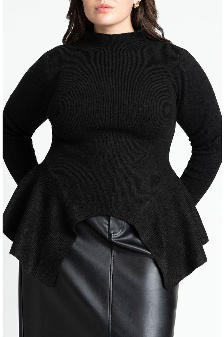 Peplum Sweater, Main, color, BLACK ONYX