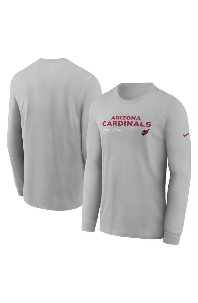 Nike Men's Nike Gray Arizona Cardinals Sideline Infograph Lock Up Performance Long Sleeve T-Shirt, Alternate, color, Gray