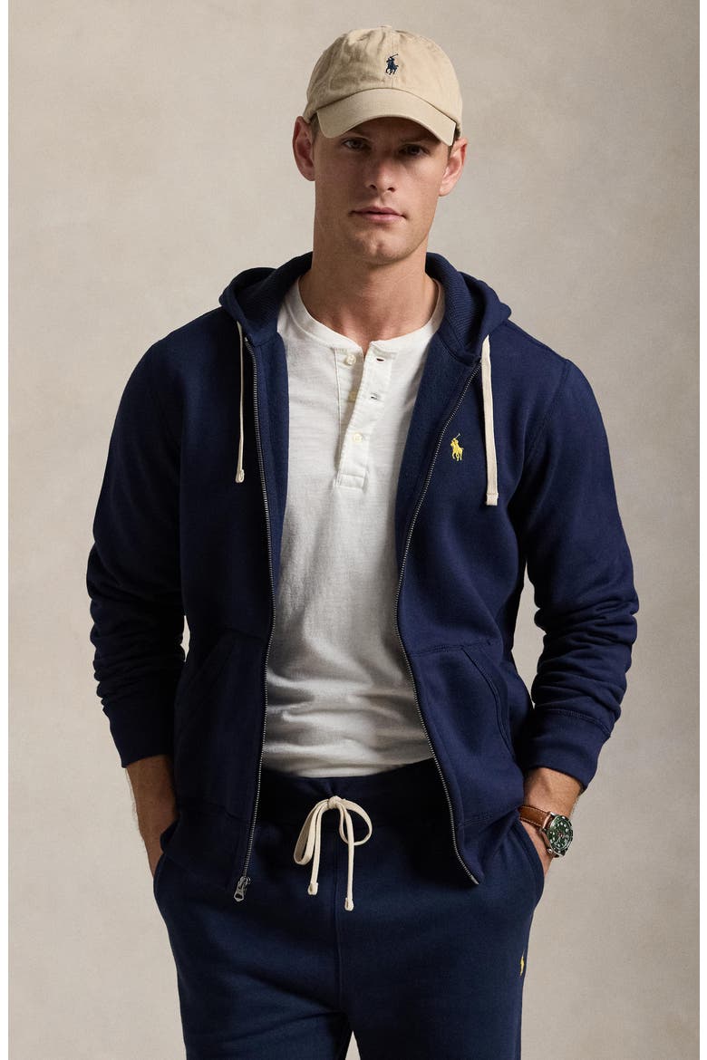 Cotton Blend Fleece Zip Front Hoodie, Alternate, color, CRUISE NAVY