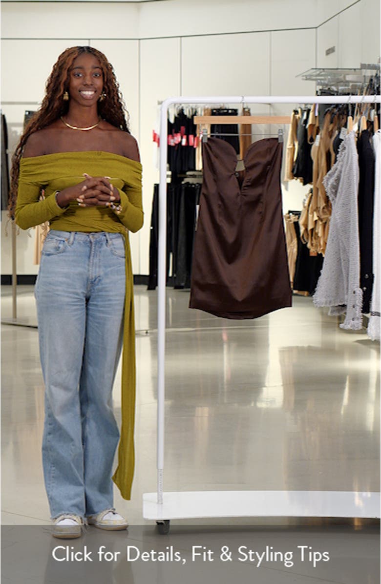 Eleni Plunge Neck Strapless Satin Minidress, sales video thumbnail