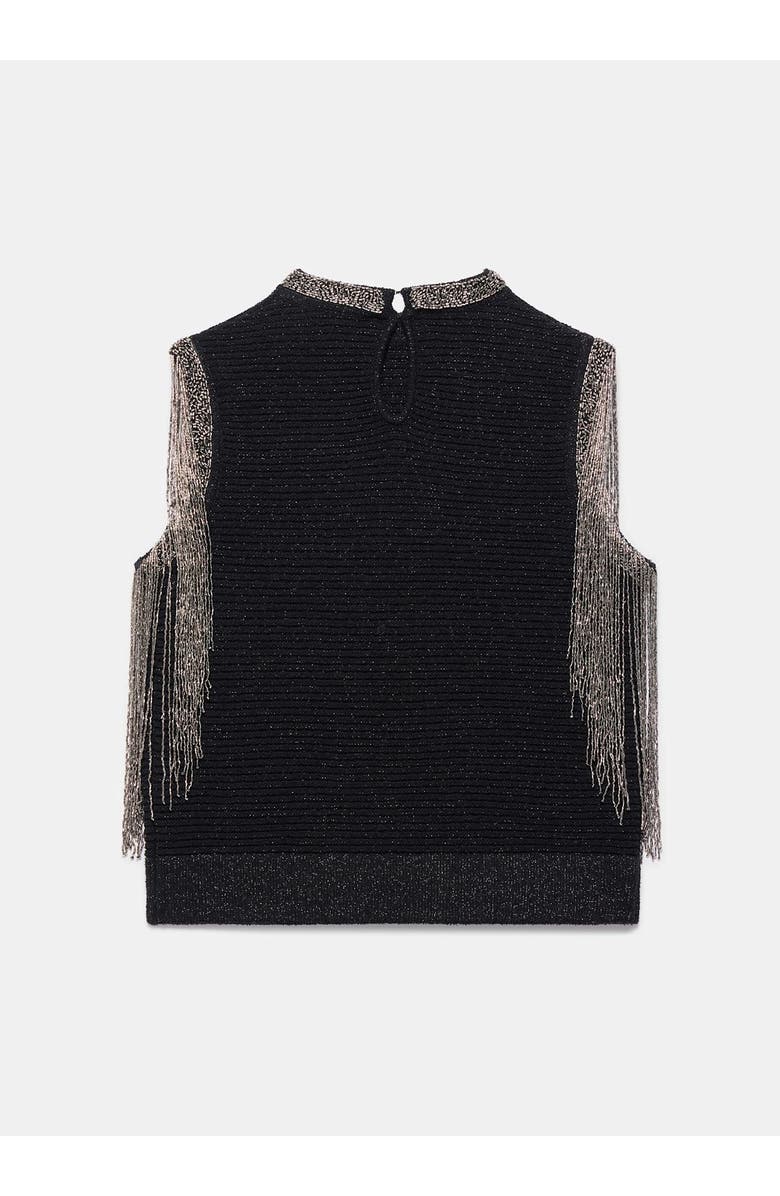 MINT VELVET Embellished Fringe Detail Top, Alternate, color, Black