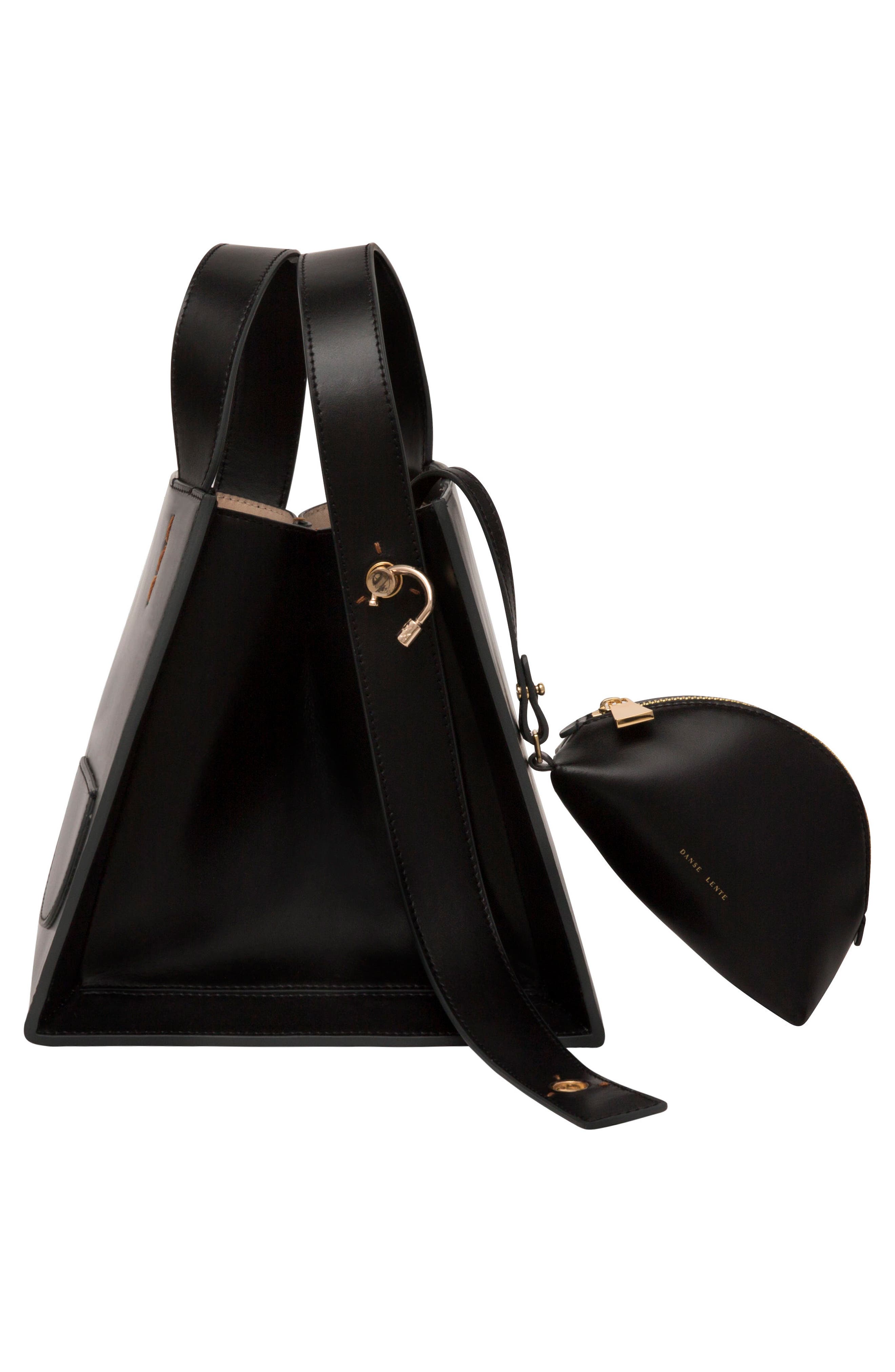 Margot Leather & Genuine Shearling Tote Bag, Alternate, color, BLACK