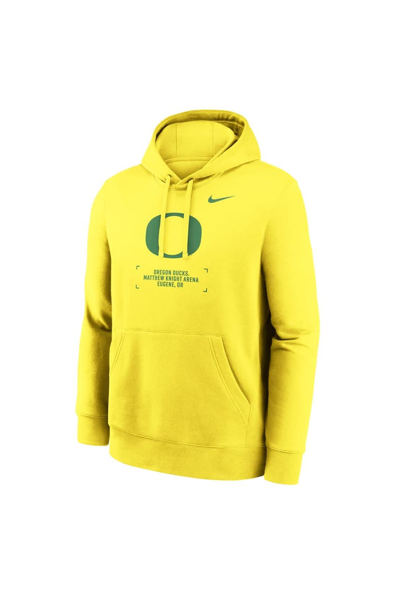 Men's Nike Yellow Oregon Ducks Basketball Two-Hit Club Fleece Pullover Hoodie, Alternate, color, Yellow