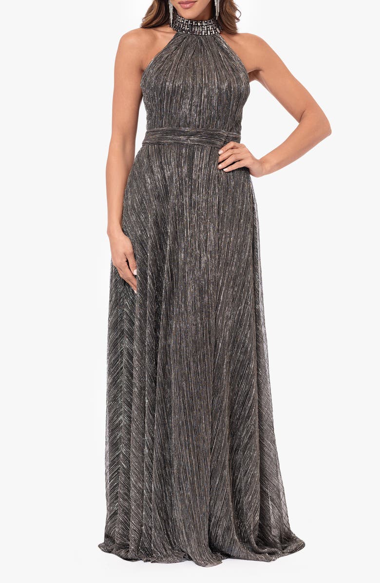 Betsy & Adam Bead Detail Metallic Gown, Main, color,
