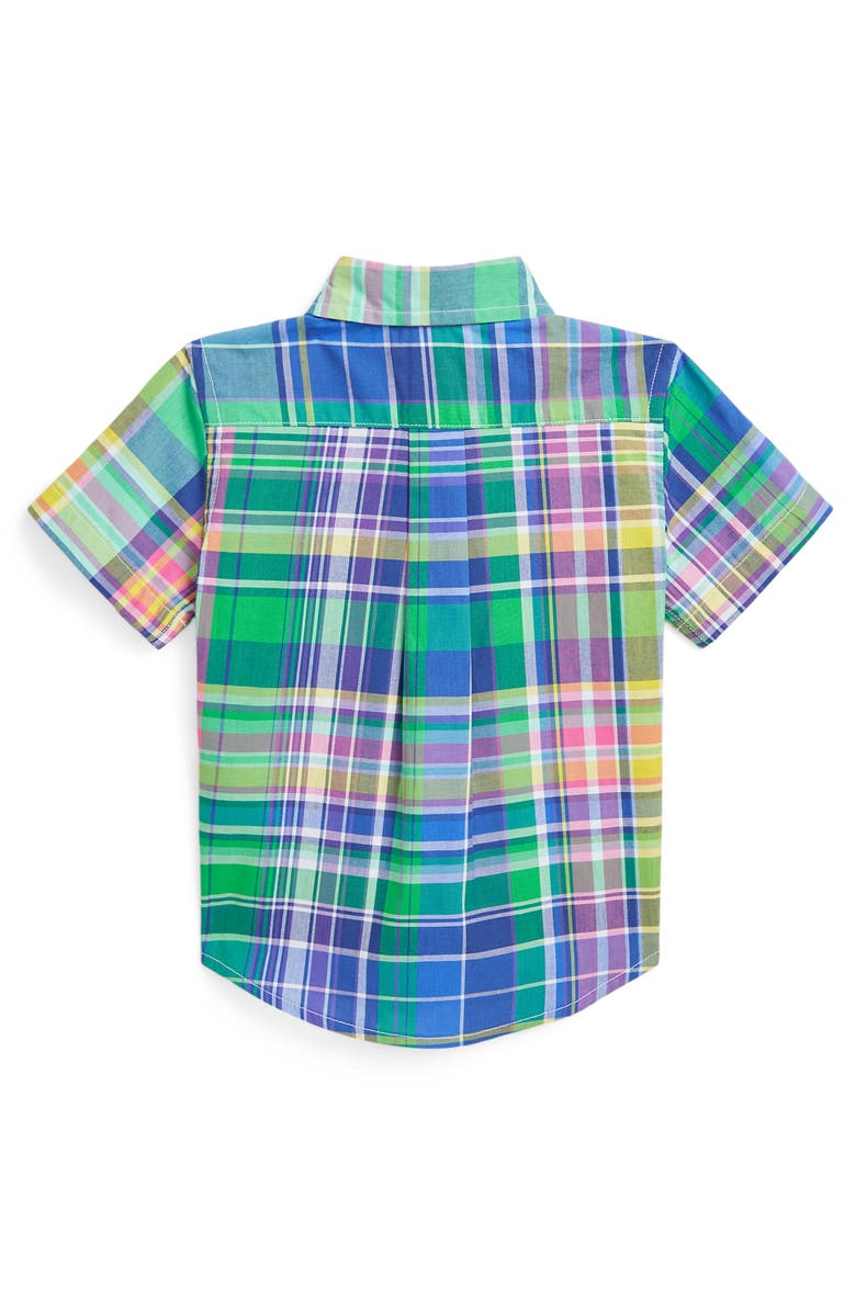Ralph Lauren Plaid Short Sleeve Cotton Button-Down Shirt, Alternate, color, 