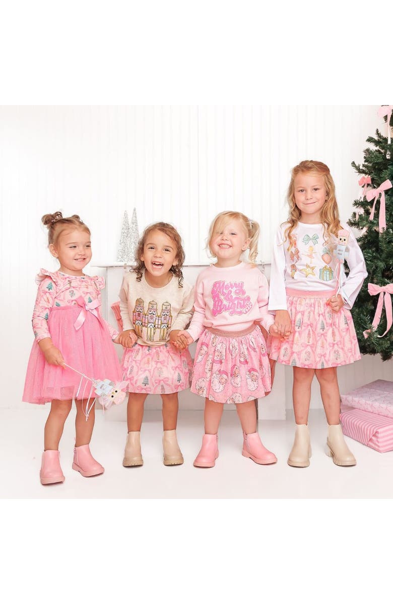 Sweet Wink Nutcracker Trellis Christmas Long Sleeve Tutu Dress, Alternate, color, Pink