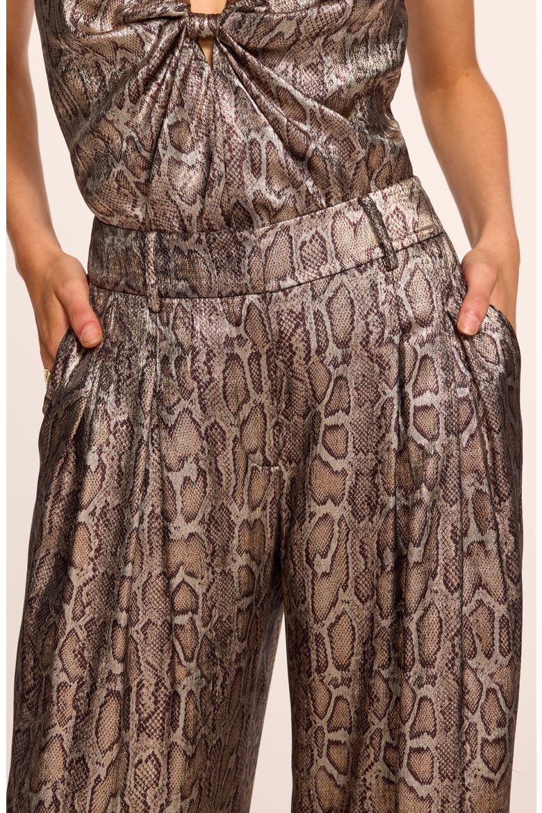 Oscar Pleated Wide Leg Pants, Alternate, color, METALLIC PYTHON