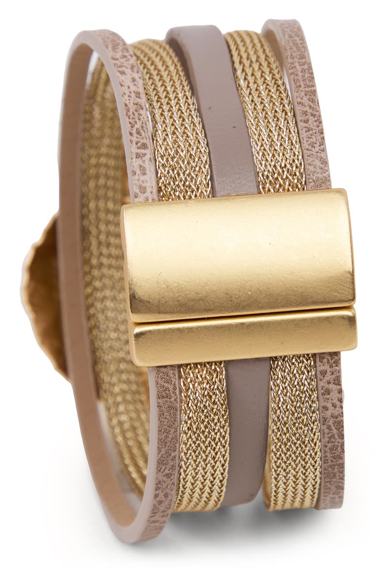 Nirvana Beaded Leather Bracelet, Alternate, color, TAUPE