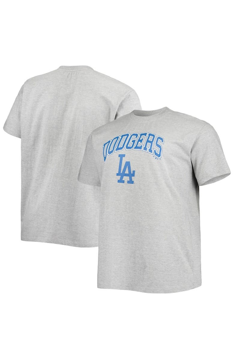 FANATICS Men's Fanatics Branded Heathered Gray Los Angeles Dodgers Big & Tall Secondary T-Shirt, Main, color,