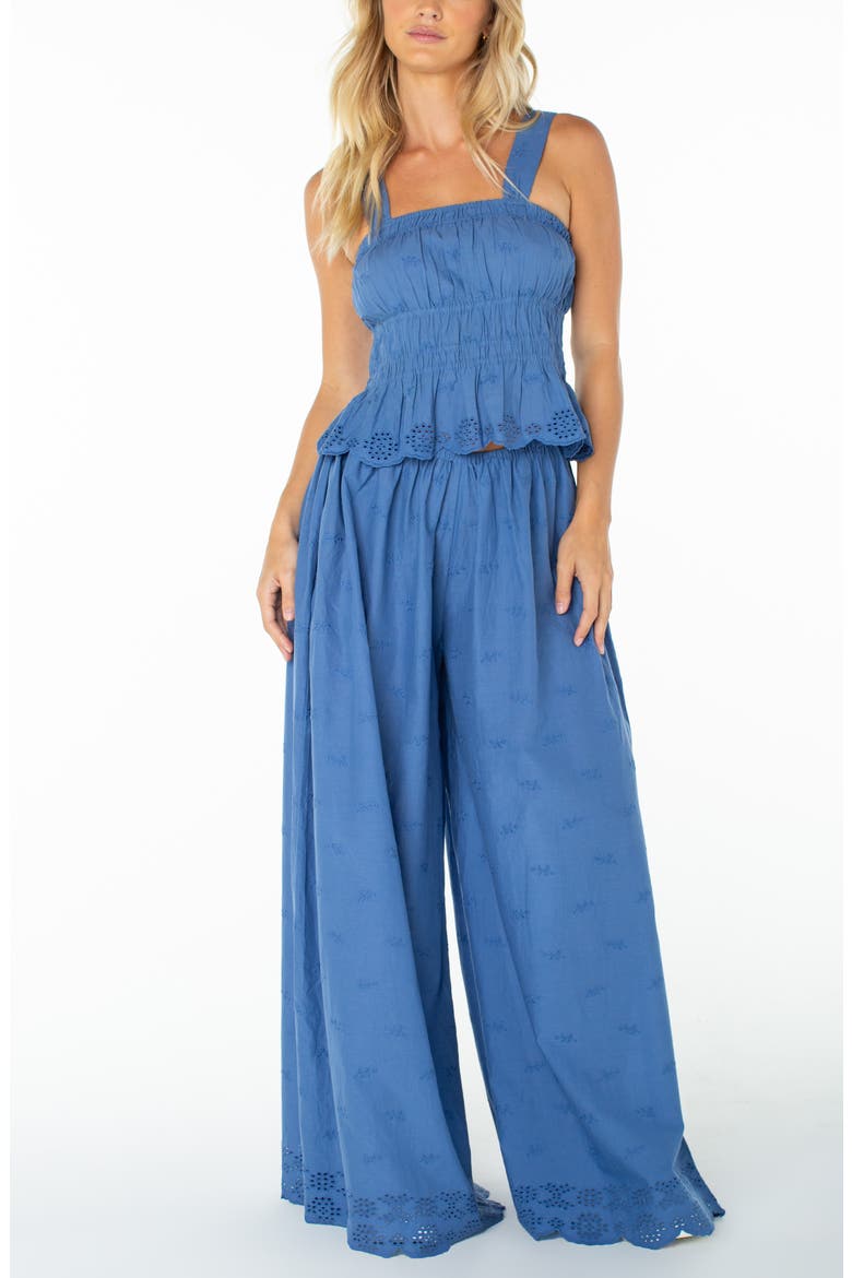 Cambria Wide Leg Eyelet Pants, Main, color, DUTCH BLUE