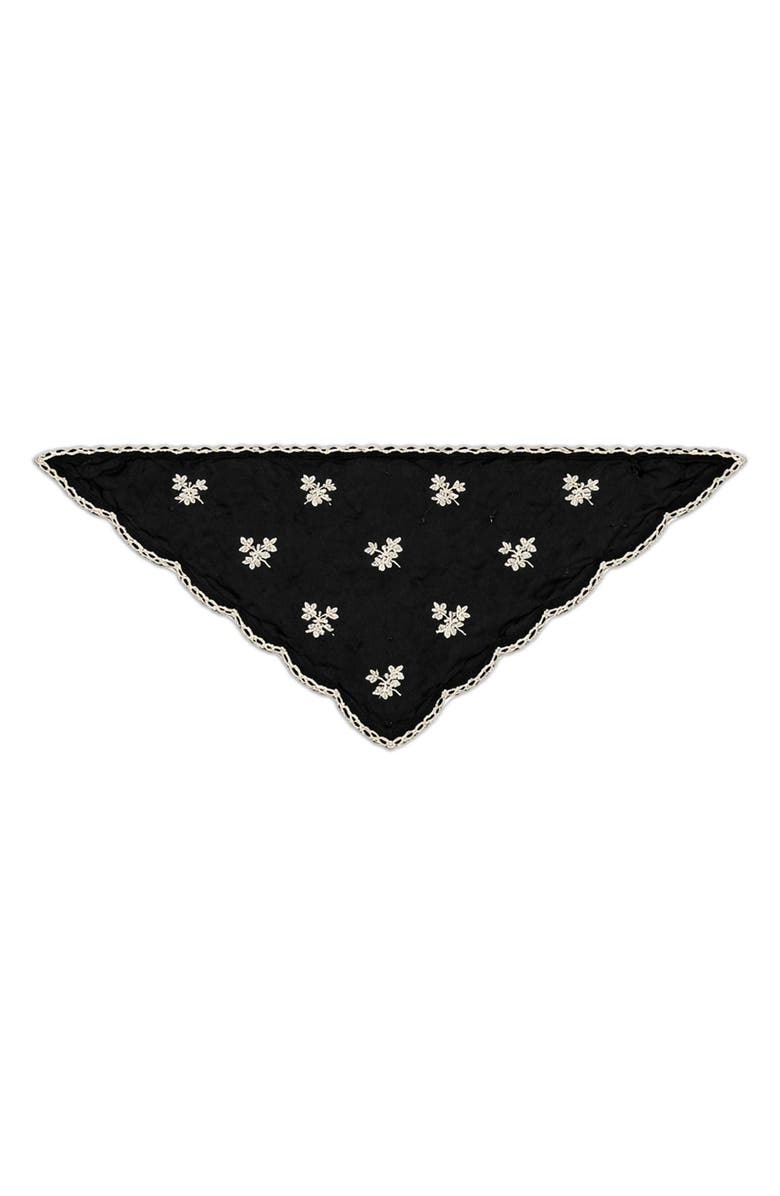 SAACHI Floral Embroidered Traingle Bandana, Main, color, Black
