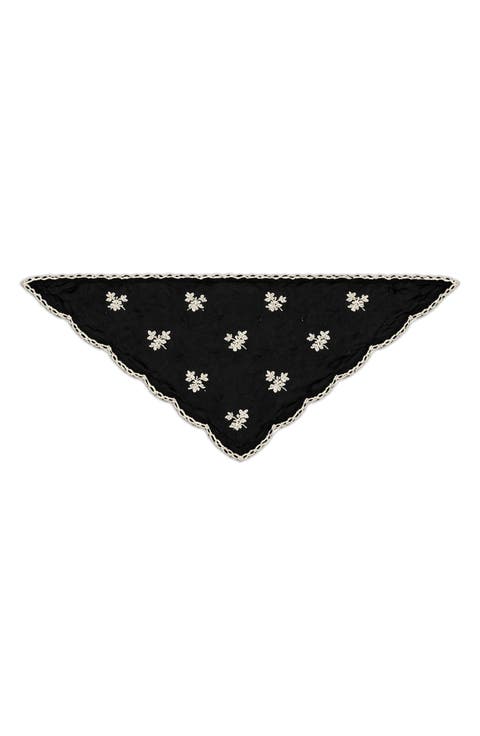 Floral Embroidered Traingle Bandana