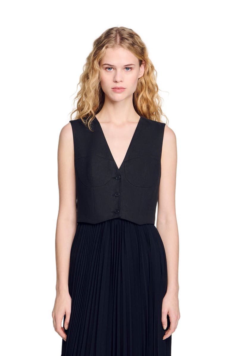 SANDRO Pleated maxi dress, Alternate, color, 