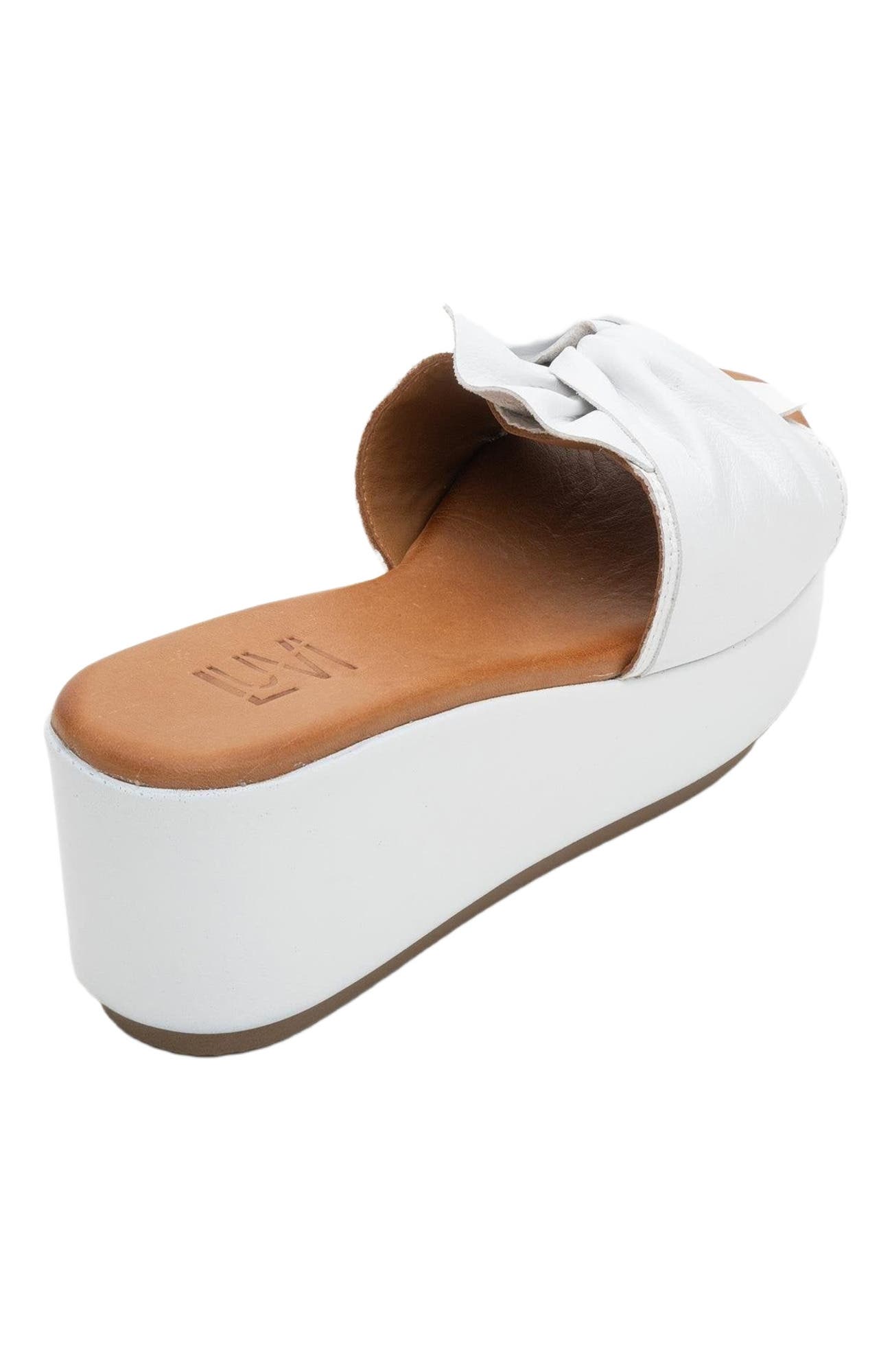 Syndra Bow Wedge Leather Sandal, Alternate, color, White Leather