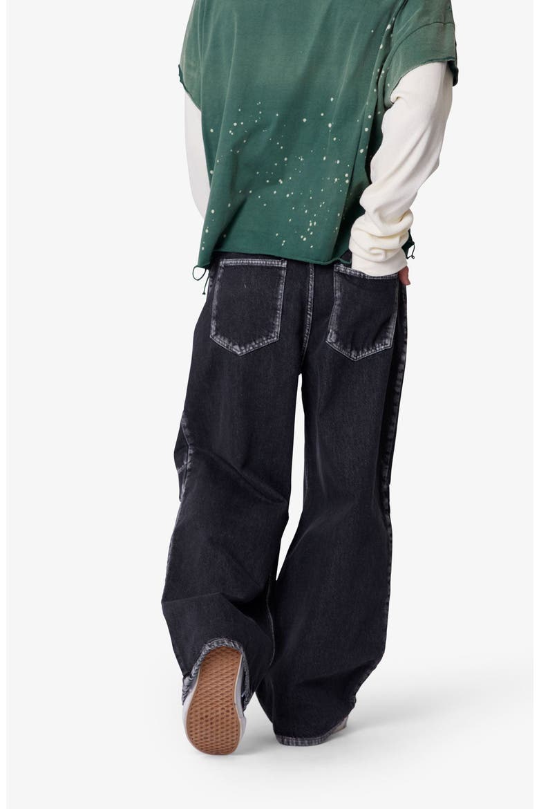 Pleated Denim Jeans, Alternate, color, RINSED BLACK