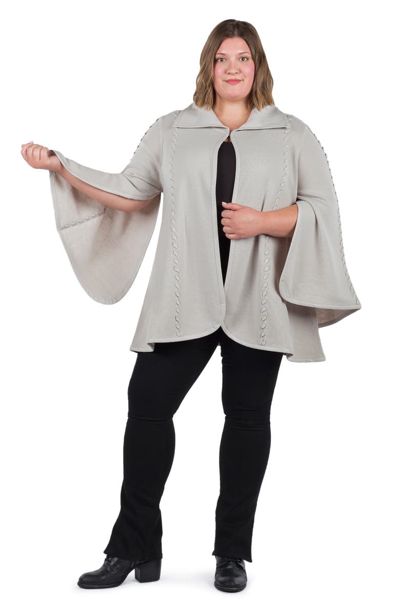 Patricia Nash Faux Leather Stitch Cape, Alternate, color, Stone