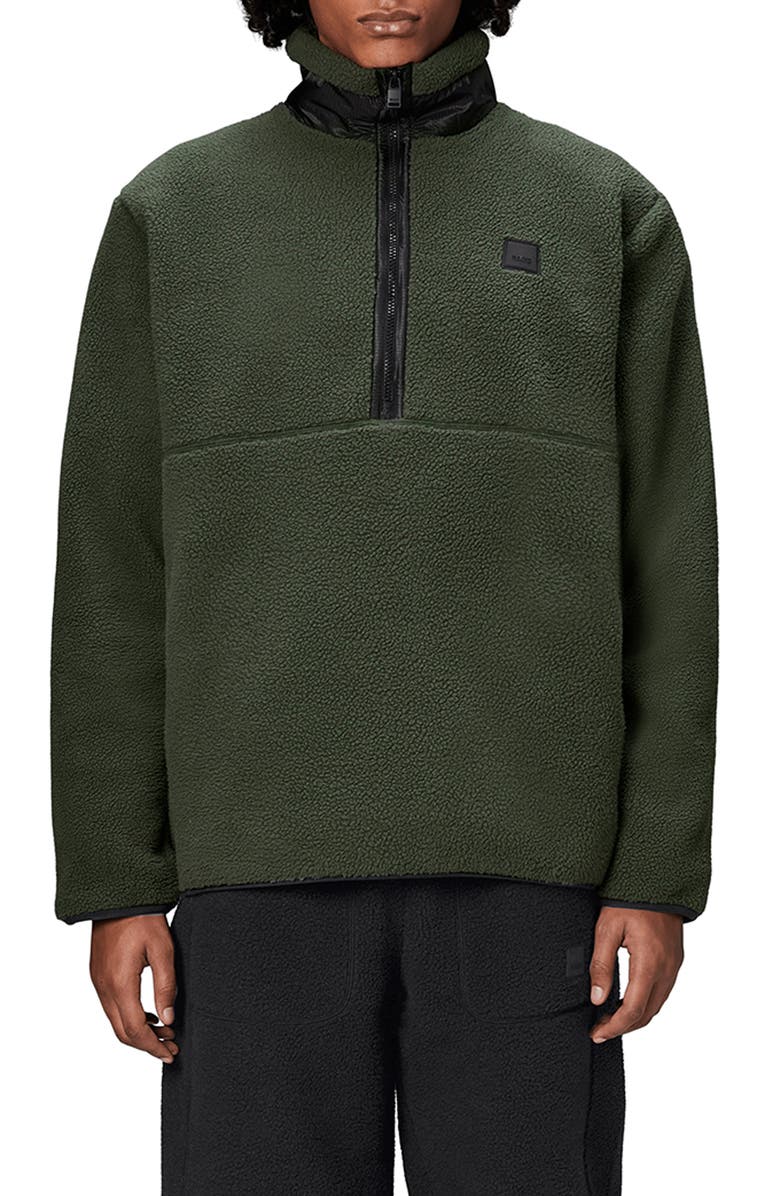 Rains Yermo Oversize Waterproof Fleece Half Zip Pullover, Main, color,