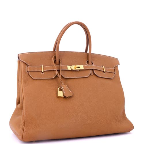 Pre-owned Hermes Hermes Birkin Handbag Brown Fjord With Gold Hardware 40 In Gold