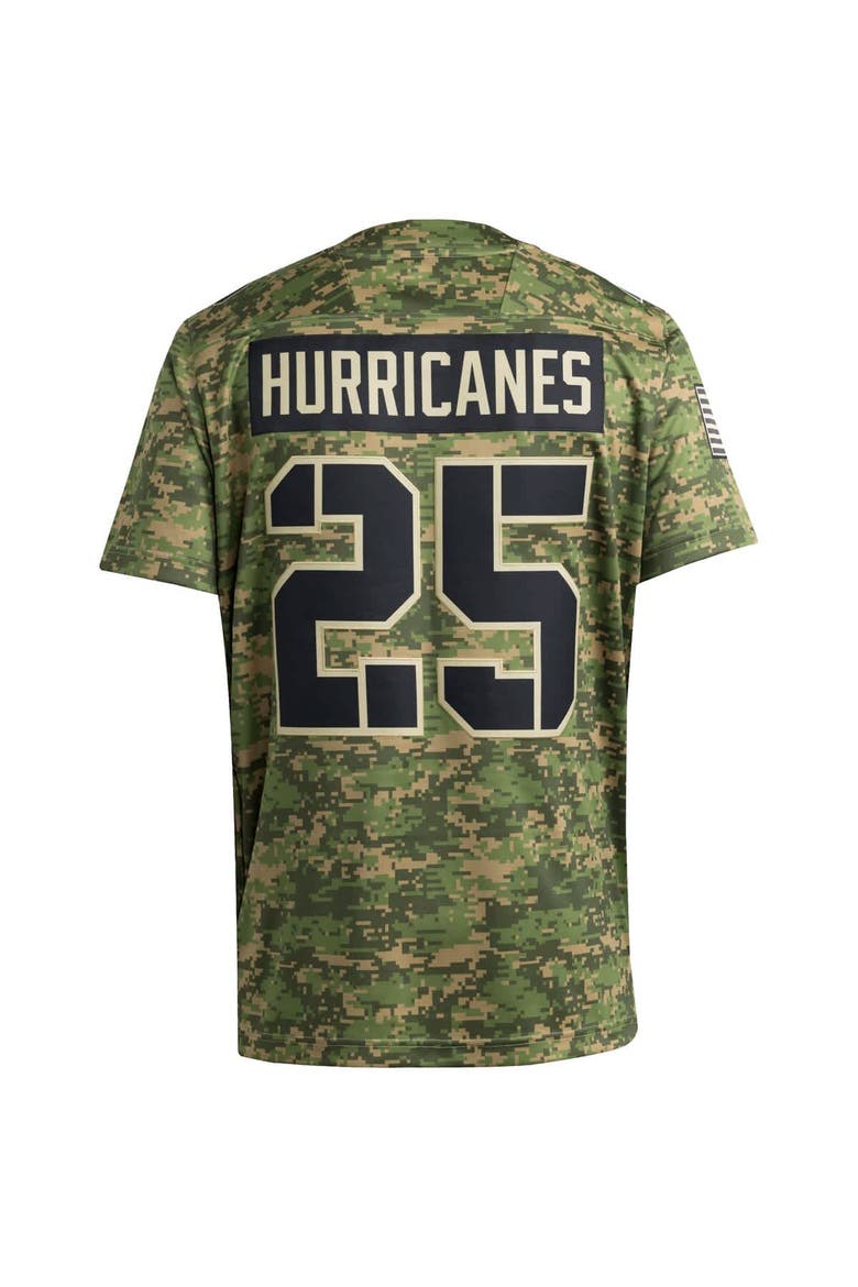 Men's adidas #25 Camo Miami Hurricanes Honor & Support Premier Strategy Jersey, Alternate, color, Camo