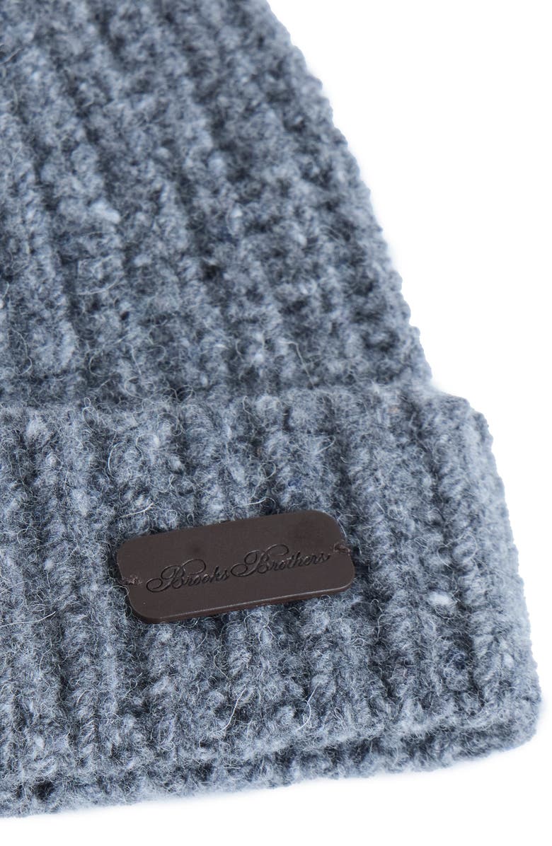 Brooks Brothers Donegal Wool Shaker Rib Beanie, Alternate, color, Charcoal