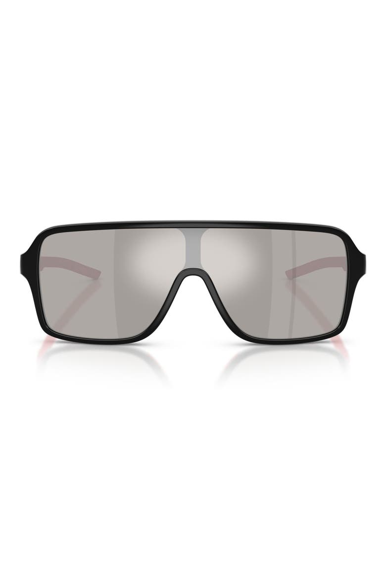 132mm Rectangular Sunglasses, Main, color, BLACK SHINY / LIGHT GREY