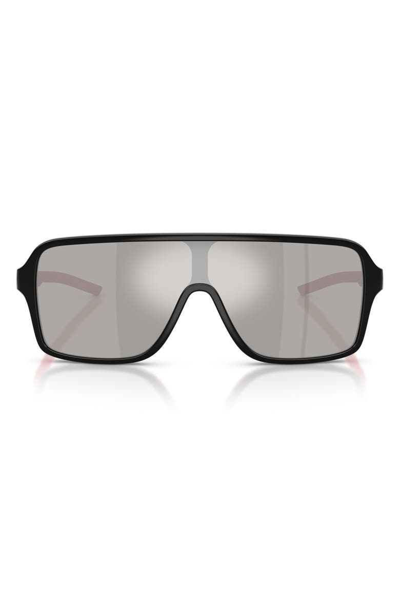 Scuderia Ferrari 132mm Rectangular Sunglasses, Main, color, Black Shiny / Light Grey