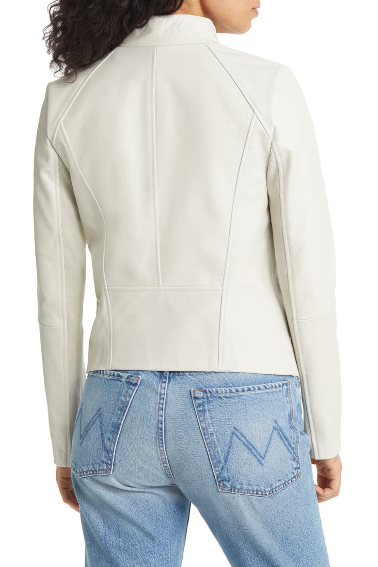 Leather Moto Jacket, Alternate, color, BEIGE RAINY DAY
