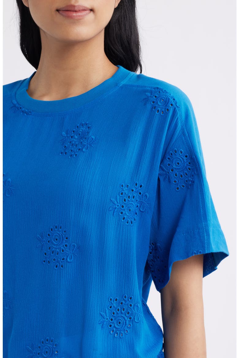 Eyelet Crop T-Shirt, Alternate, color, COBALT