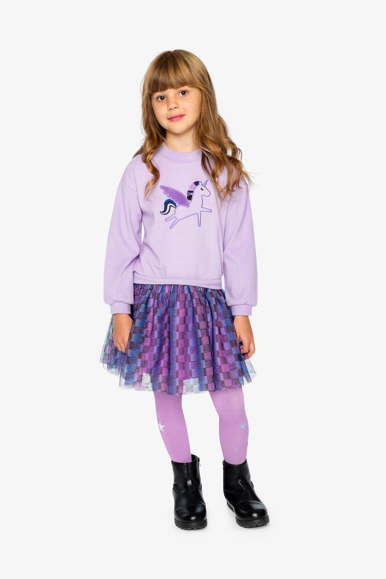 Brushed Jersey Mesh Skirt Bi-Material Dress, Alternate, color, Violet