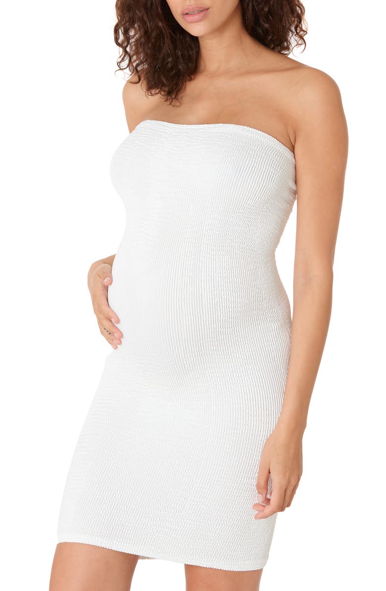 Cache Coeur Strapless Beach Maternity Dress, Main, color, Pearl