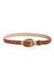 Sculptural Oval Buckle Faux Leather Belt