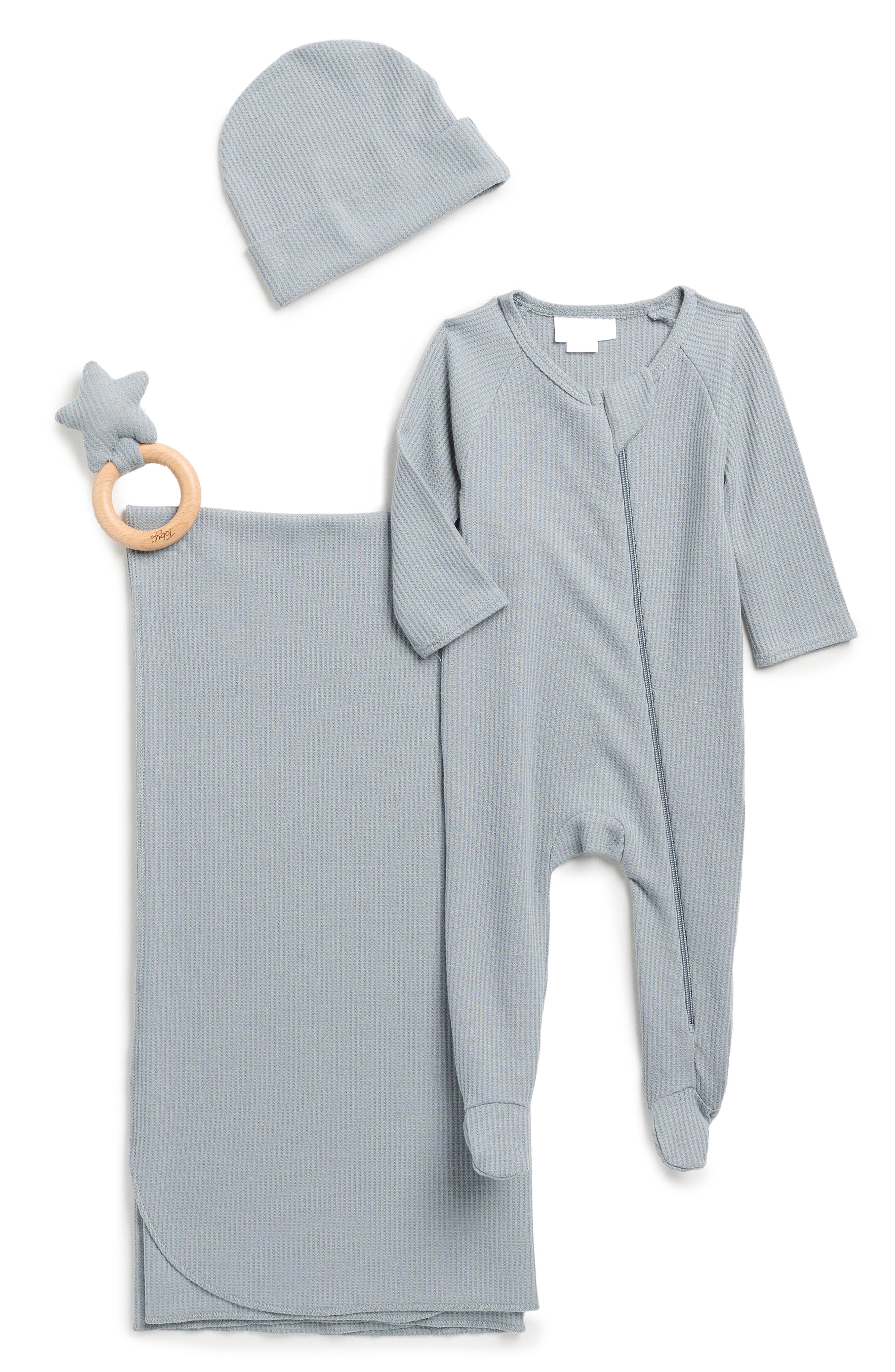 Toby Four-Piece Waffle Knit Footie Set