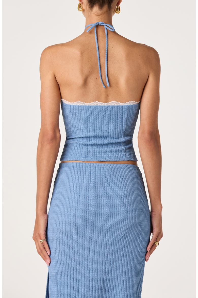 Milana Lace Detail Rib Halter Top, Alternate, color, BLUE