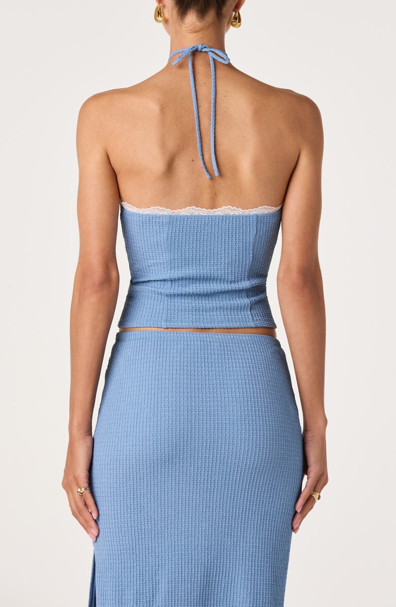 ASTR the Label Milana Lace Detail Rib Halter Top, Alternate, color, Blue