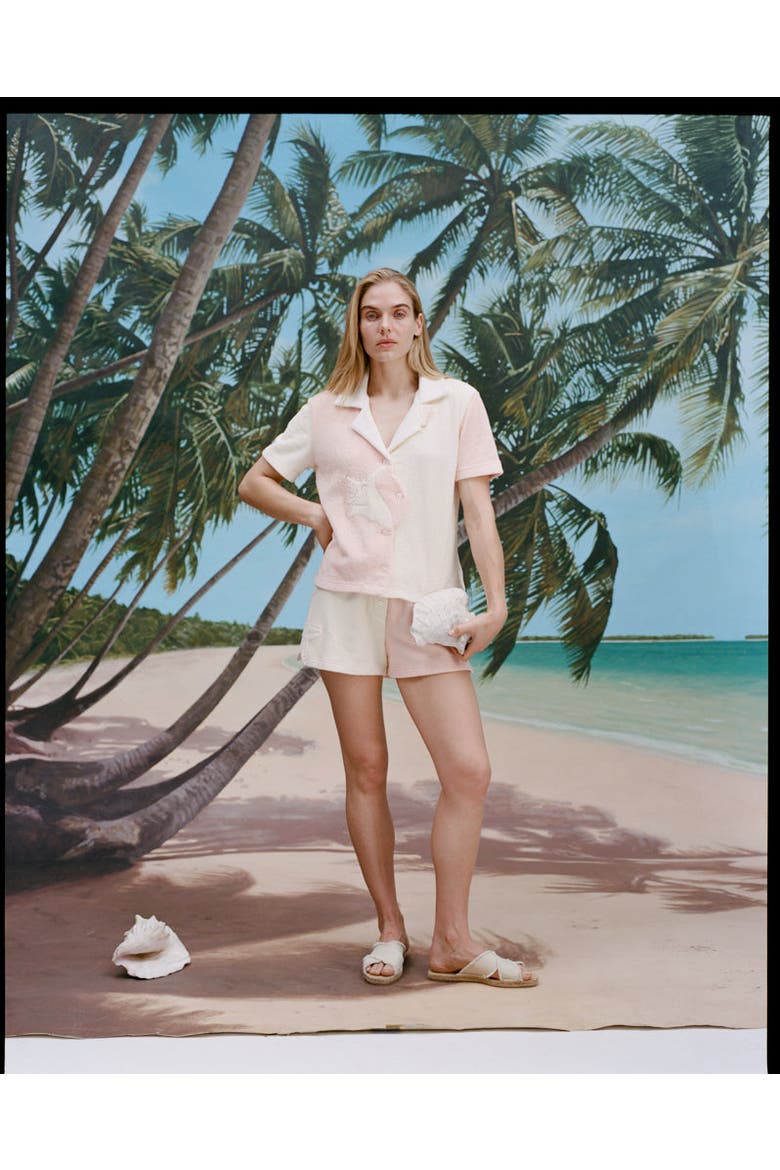 'Conched Out' Cabana ~ Crop Cut, Alternate, color, Cream/Pink