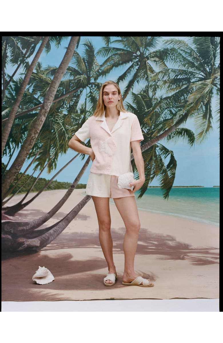 Tombolo 'Conched Out' Cabana ~ Crop Cut, Alternate, color, Cream/Pink