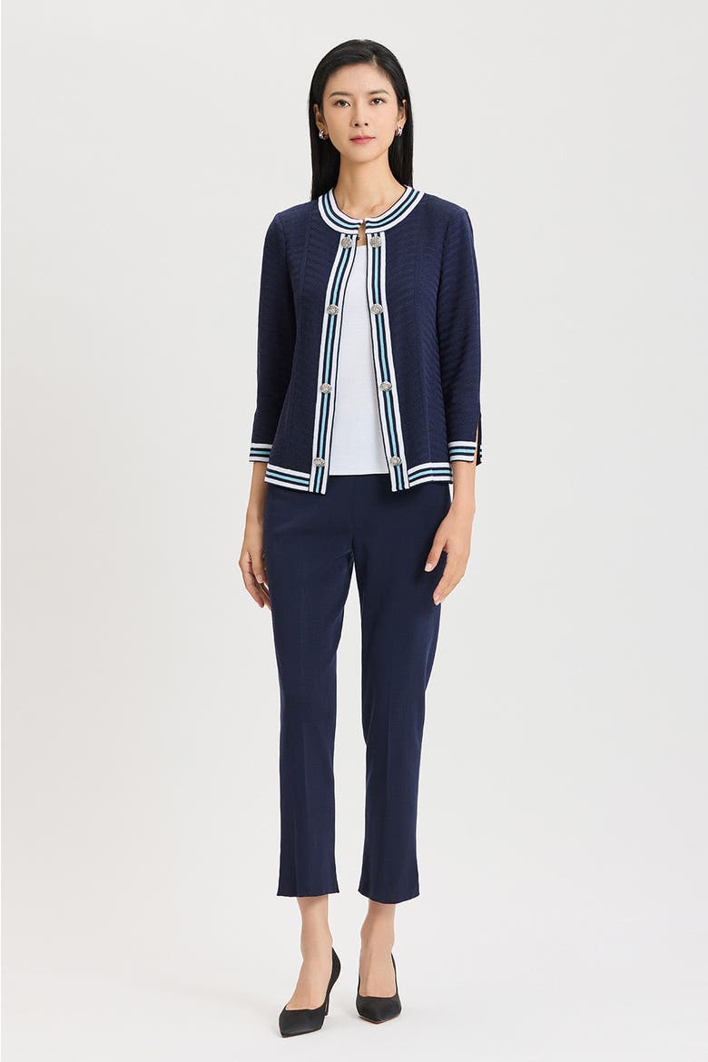Heritage Tonal Herringbone Knit Jacket, Alternate, color, Indigo/Serene/White