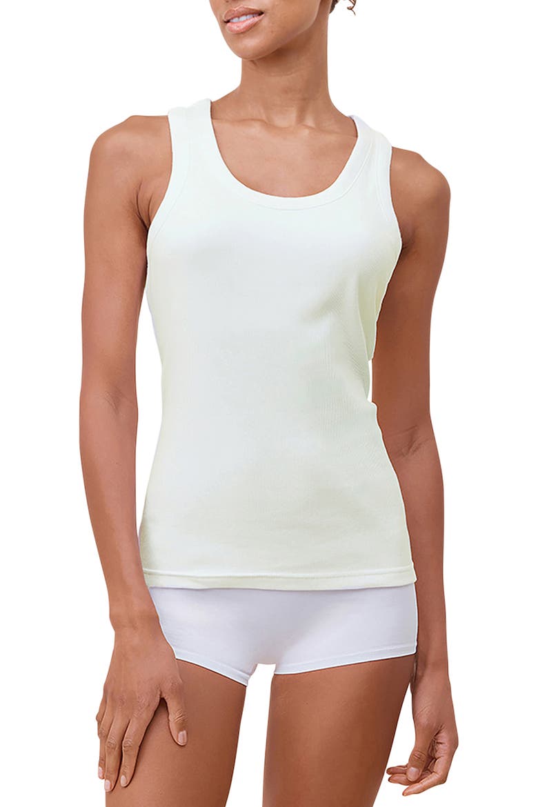 Milla Stretch Cotton Rib Tank Top, Main, color, BUTTER
