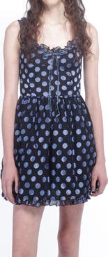 Anna Sui Dot Chiffon Ruffle Mini Dress