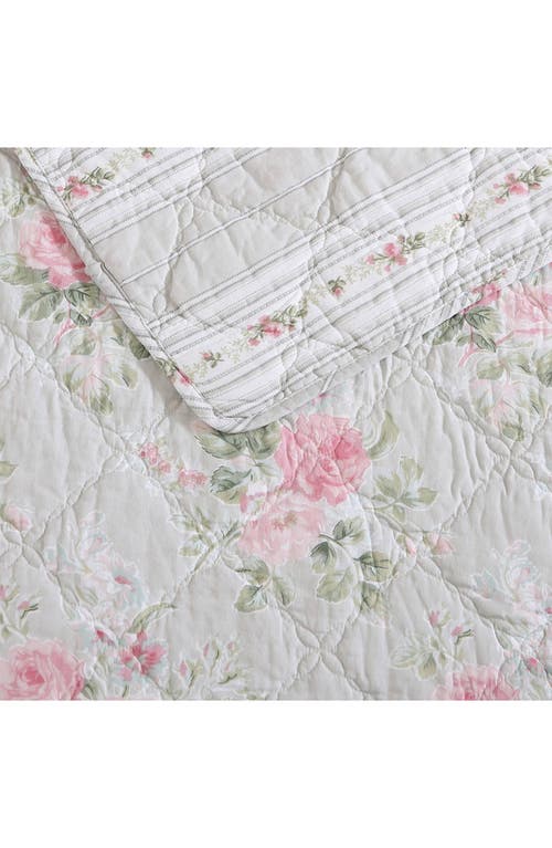 Laura Ashley Melany Quilt & Sham Set In Pink/grey