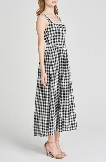 x Styled by COCO! Gracie Gingham Linen Blend Midi Dress