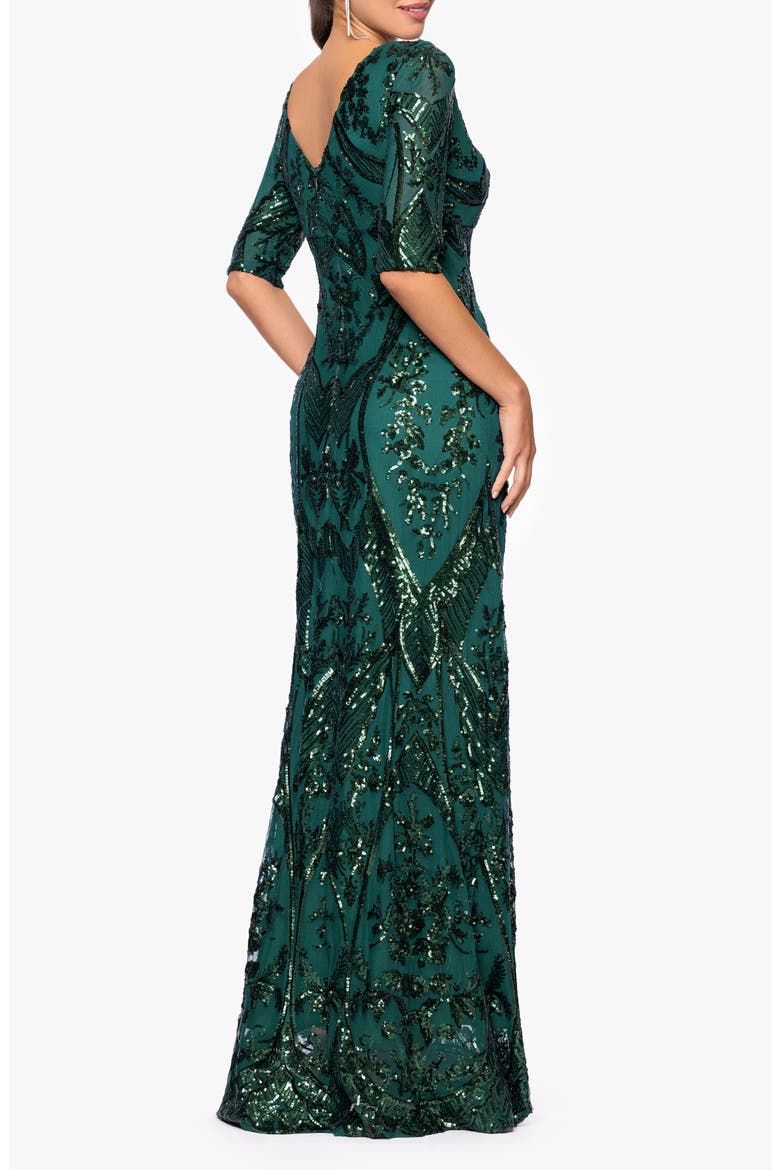 Sequin V-Neck Dress, Alternate, color, EMERALD