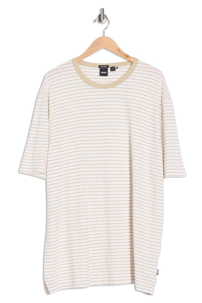 Taut Cotton & Linen Blend T-Shirt, Alternate, color, LIGHT BEIGE