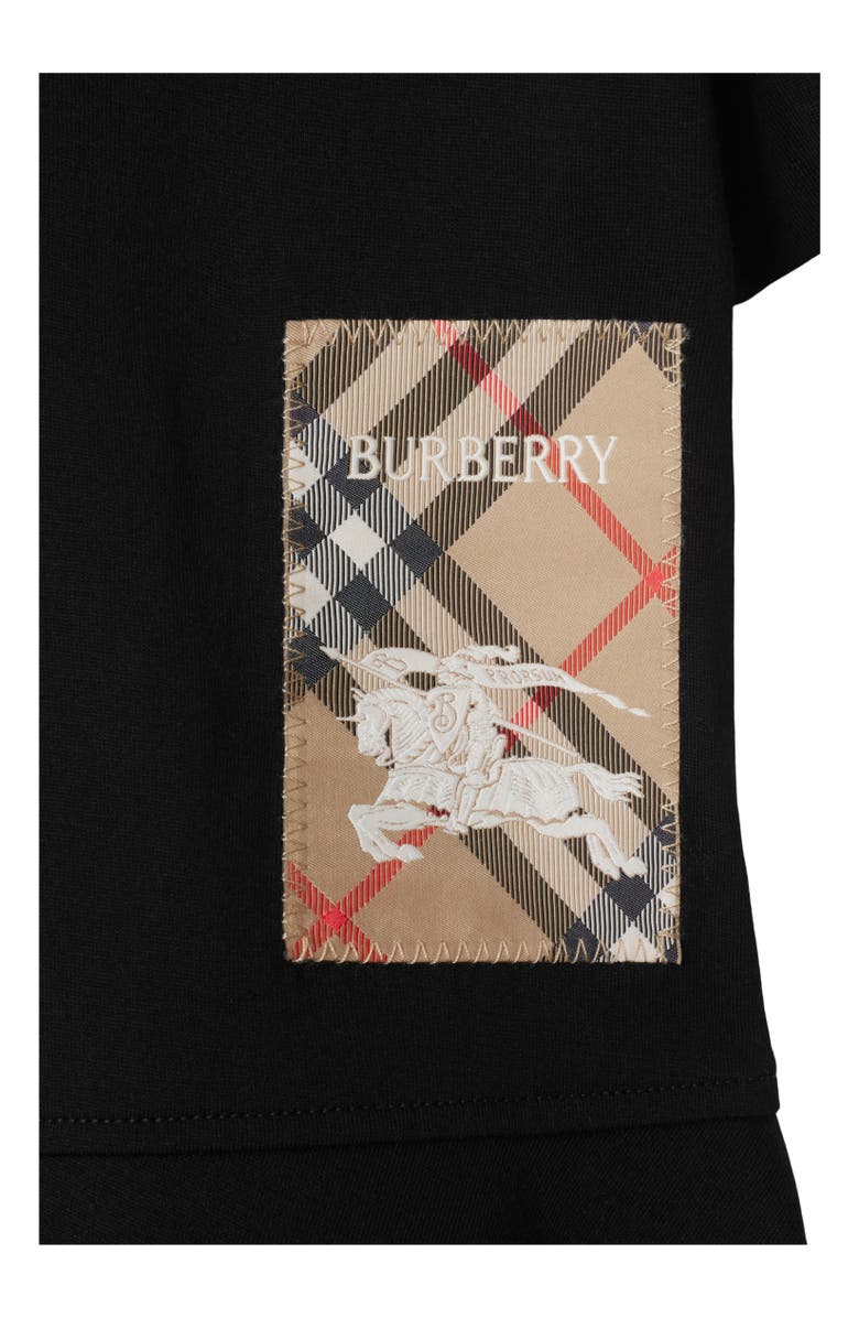 Burberry Check Label Cotton Dress, Alternate, color, Black