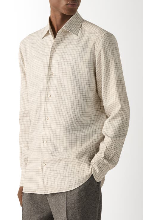 Regular Fit Checked Silk Shirt