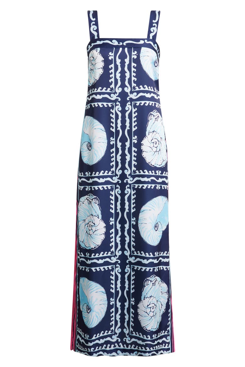 Casandra Print Sleeveless Maxi Dress, Alternate, color, LOW TIDE NAVY SHELL SHINE