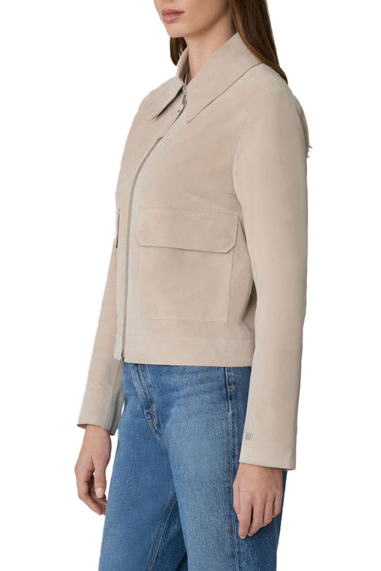 Allan Front Zip Suede Jacket, Alternate, color, ALMOND