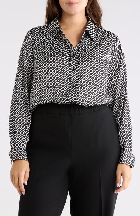 Long Sleeve Button-Up Shirt (Plus)