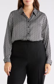 KASPER Long Sleeve Button-Up Shirt