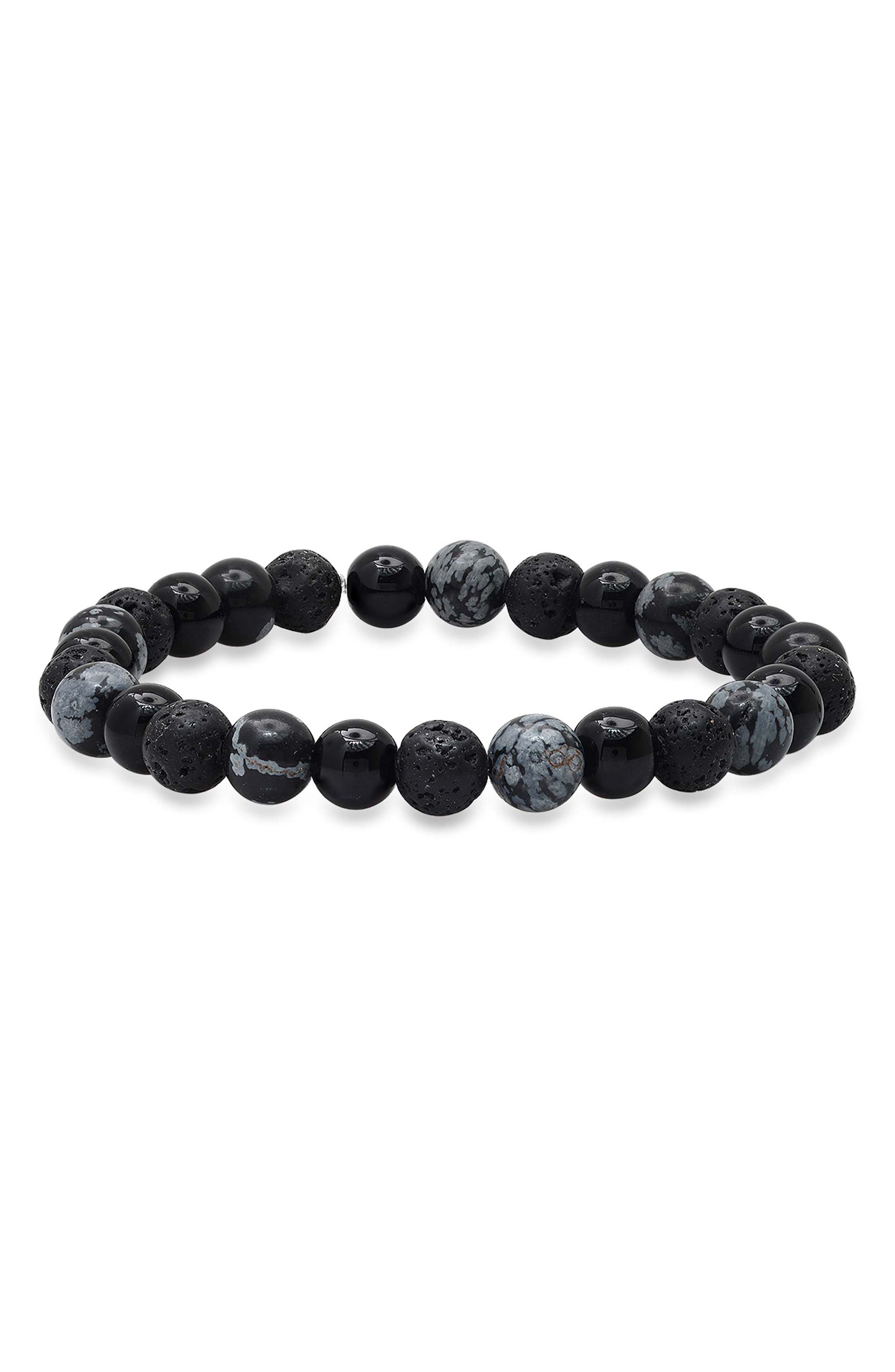 Men's Lava Rock & Agate Stretch Bracelet